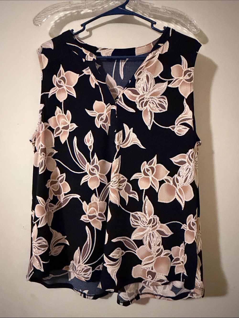 Papermoon Black & Blush Floral V-Neck Sleeveless Camisole